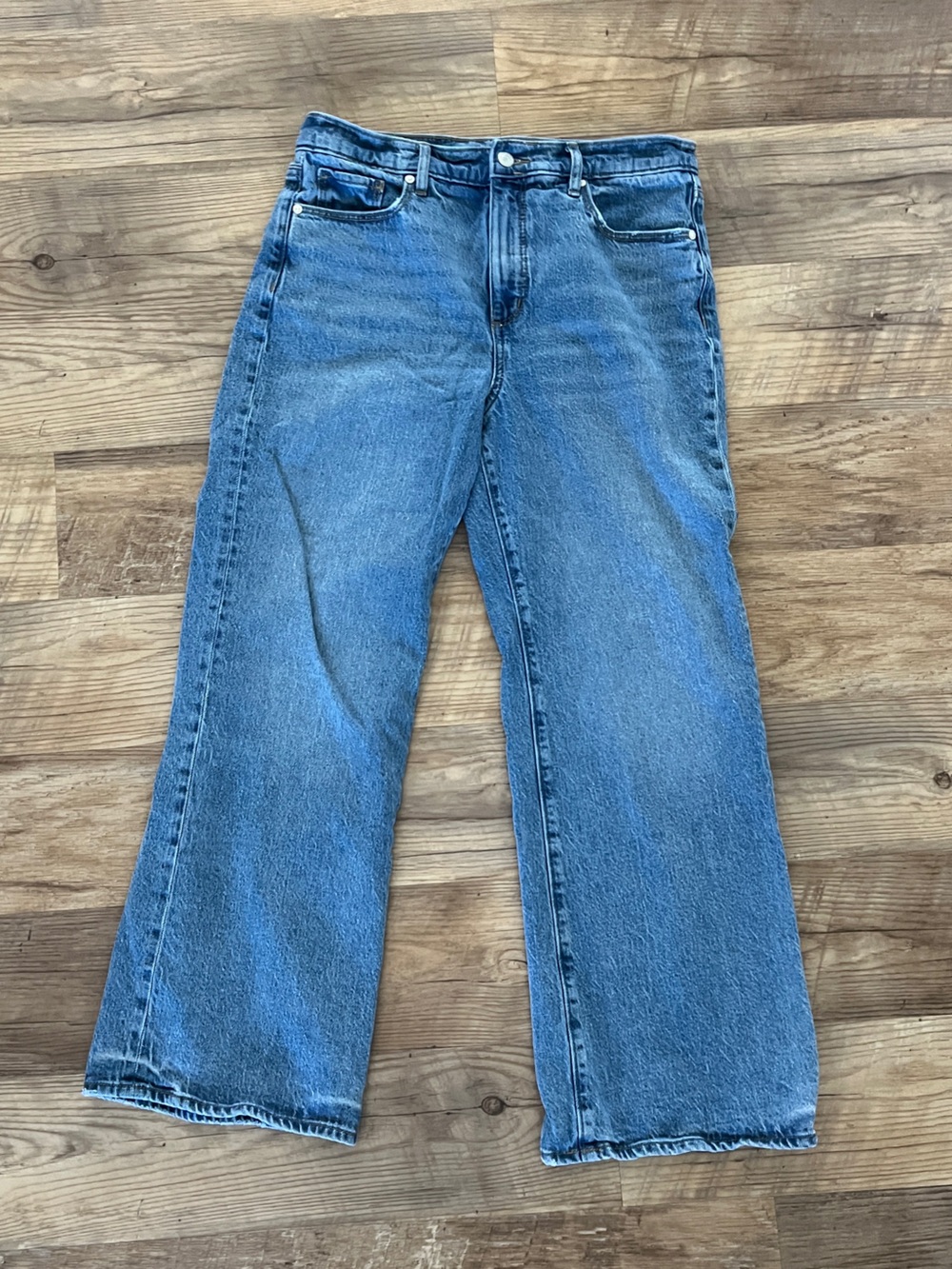 LOFT Petite High Rise Wide Leg Jeans Bright Mid Indigo Wash Size 8 / 29P